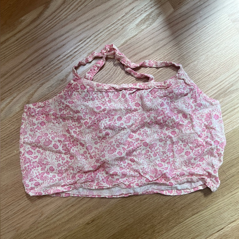 Mollusk Surf Shop Pink Floral Halter Crop Top